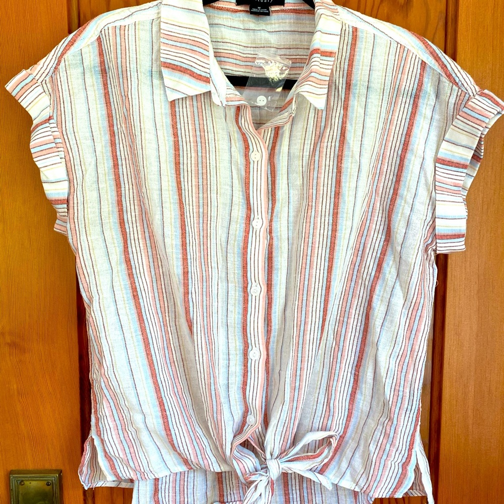 NWT Sanctuary Tie Front striped shirt